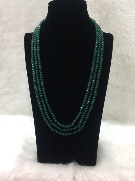 Majestic Emerald Green 3 Stranded Necklace