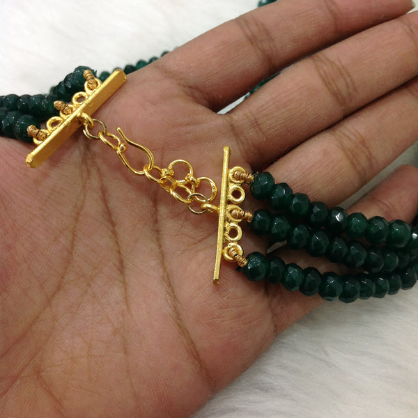 Majestic Emerald Green 3 Stranded Necklace