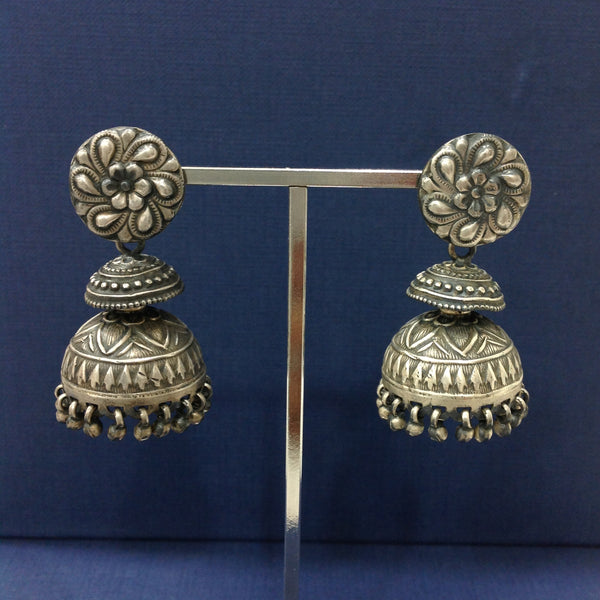 Real Silver Splendour Jhumka Earrings