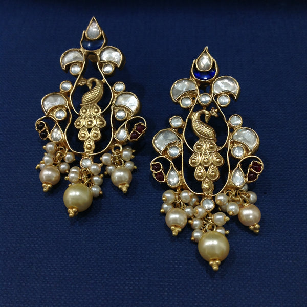 Blue Gemstone with Peacock Silver Earrings