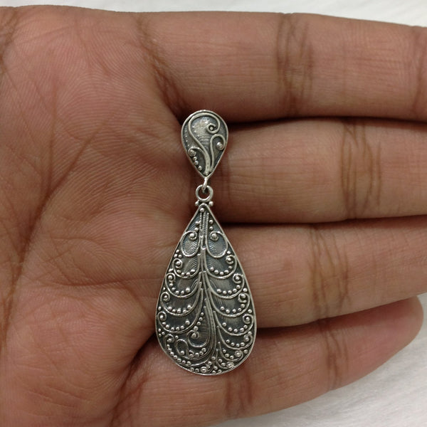 Silver Ethnic Drop Earrings