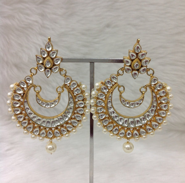 Splendid Kundan Long Chandbali Earrings