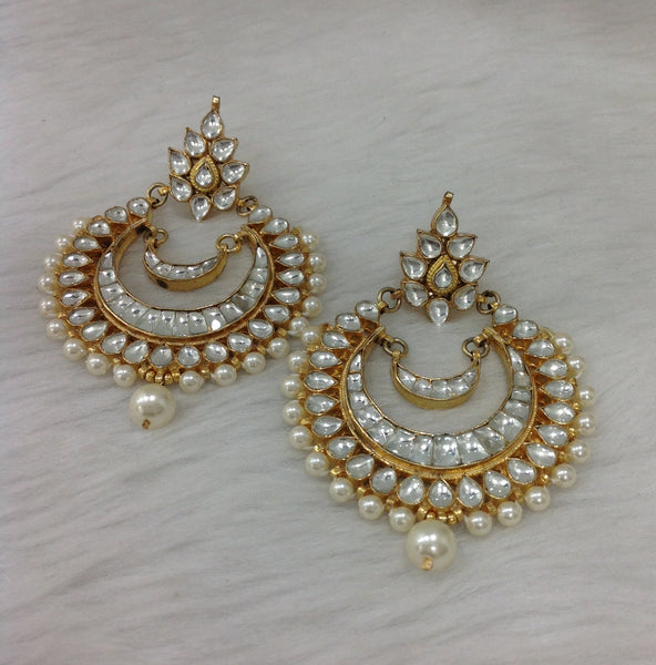Splendid Kundan Long Chandbali Earrings