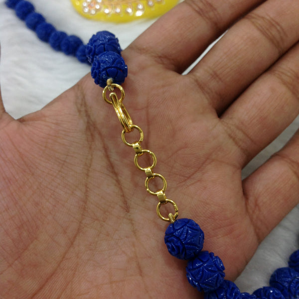 Midnight Blue Beaded in Bumblebee Yellow Pendant Necklace