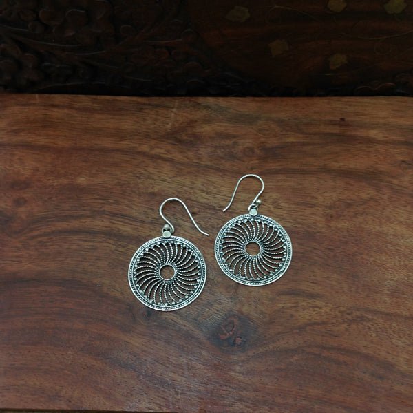 Silver Wheel Earrings