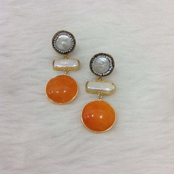 Awesome Orange Gemstones Crystal Earrings