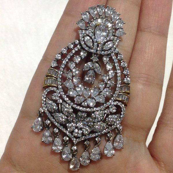 Stunning CZ Floral Chandbali Earrings