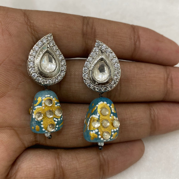 Cerulean Blue With Kundan Cubic Zirconia Earring