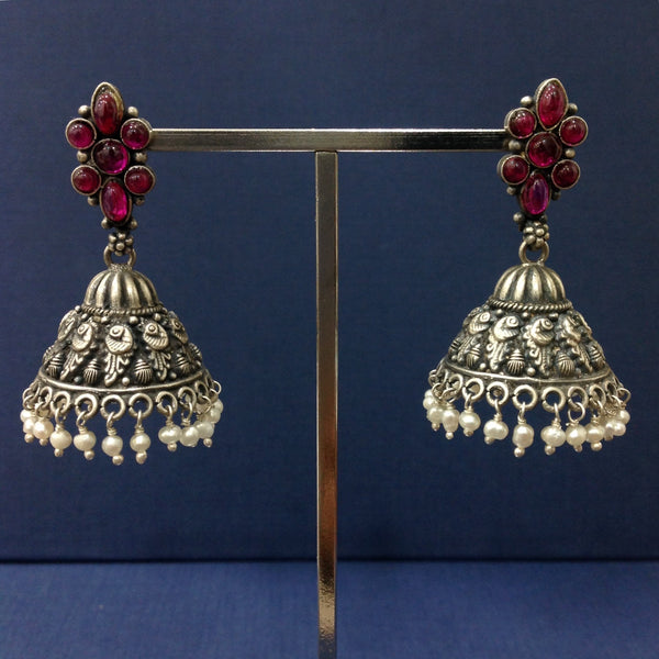 Pleasing Star Silver Jhumka Earrings