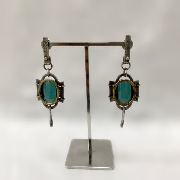 Enticing Fern Green and Brass Earrings
