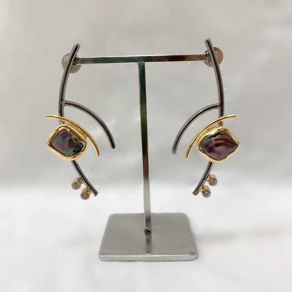 Admirable Mauvish Gray Baroque Pearl Earrings