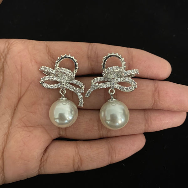 Angelic Cubic Zircon and Pearl Earrings