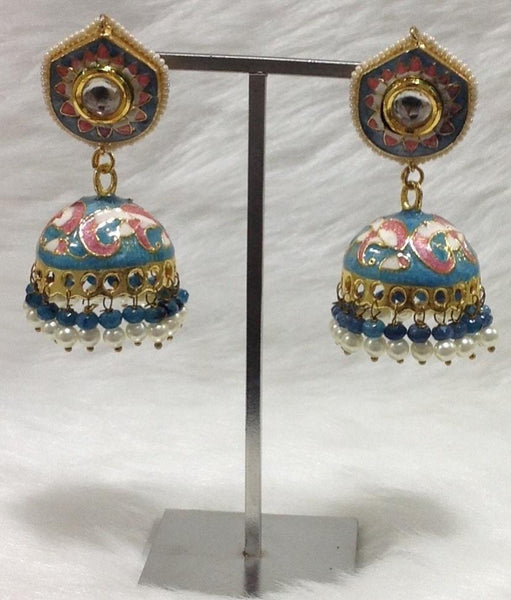 Tiffany Blue Enamel Jhumka Earrings