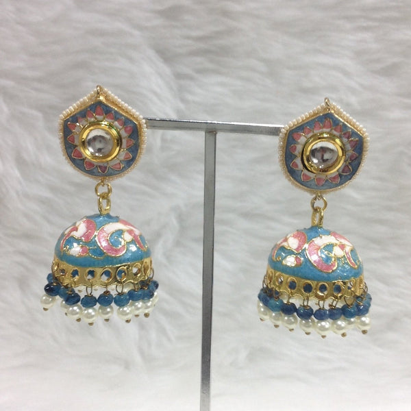 Tiffany Blue Enamel Jhumka Earrings