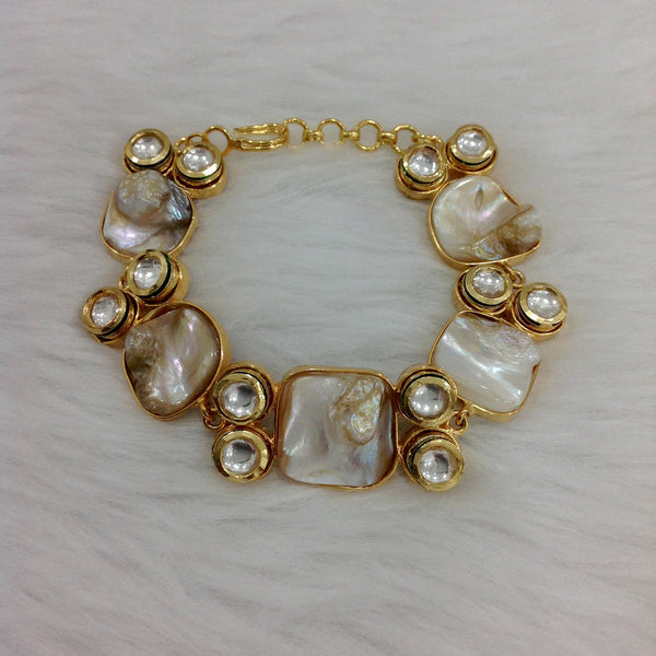 Delightful MOP And Kundan Openable Bracelet