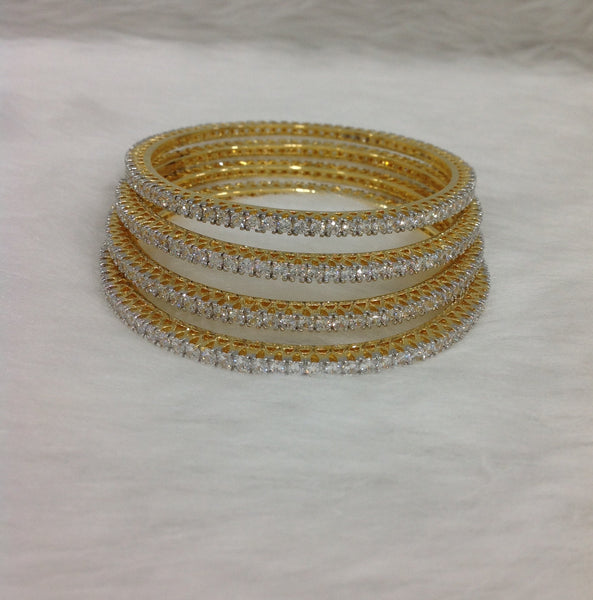 Exquisite Golden And Crystal Bangles