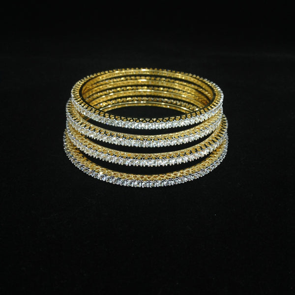 Exquisite Golden And Crystal Bangles