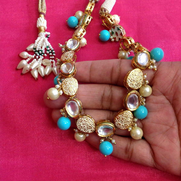 Golden Antique Pearl Turquoise Choker Necklace Set