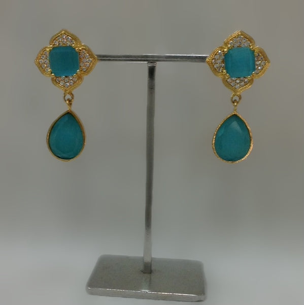Arctic Blue Stone With Cubic Zirconia Earring