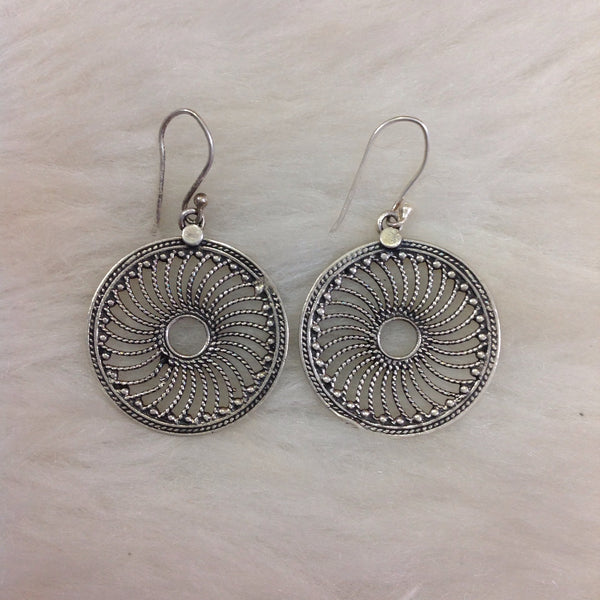 Silver Wheel Earrings
