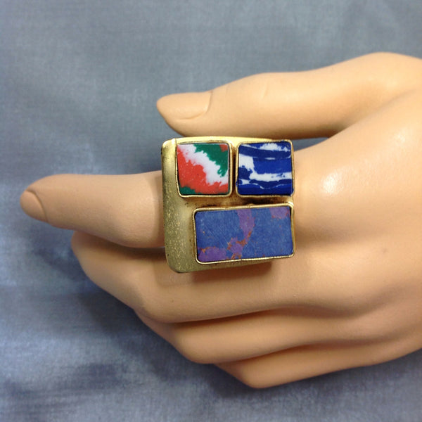 Tinge of Blues and Colors of Indian Flag Ring