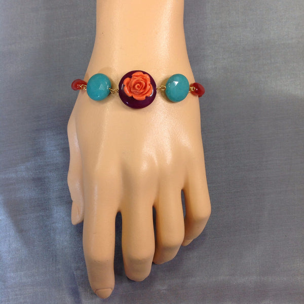 Tempting Tangerine Orange Flower Bracelet