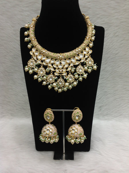 Marvellous Beautiful Meenakari With Kundan Choker Necklace Set