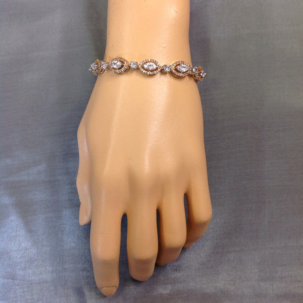 Glorious Rose Gold Marquise Crystal Bracelet