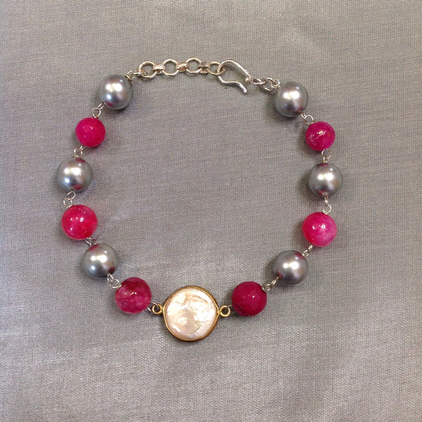 Bold Pink with Pearl Bracelet