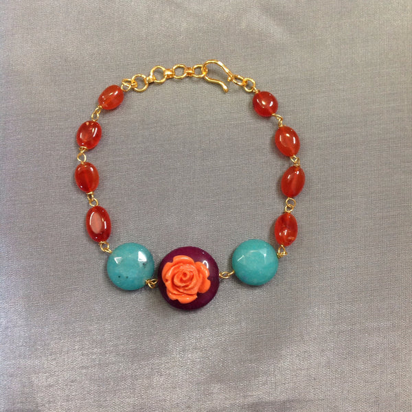 Tempting Tangerine Orange Flower Bracelet