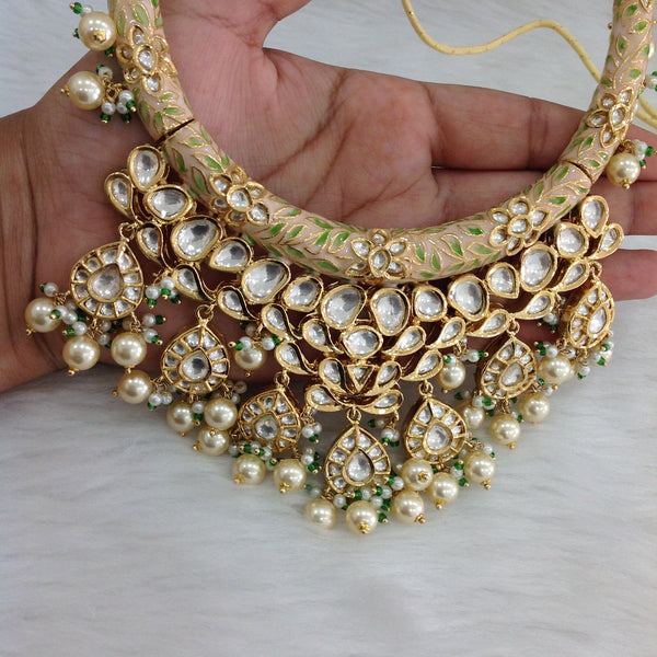Marvellous Beautiful Meenakari With Kundan Choker Necklace Set