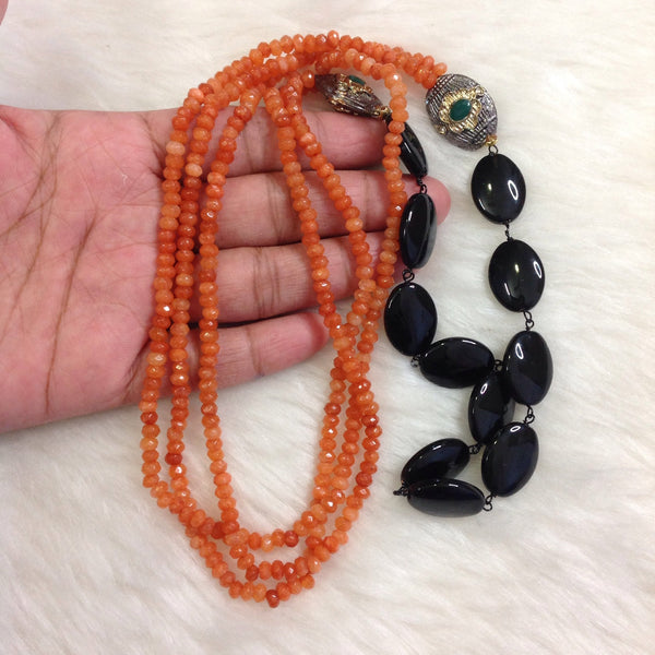 Ornamental Orange Layers with Black Necklace