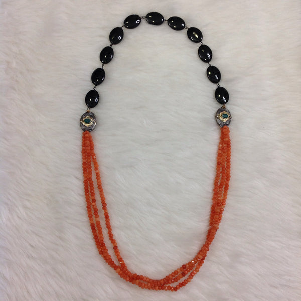 Ornamental Orange Layers with Black Necklace