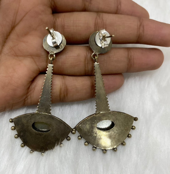 Nickel-Free Silver Bezel Set Black Crystal Stone Earrings