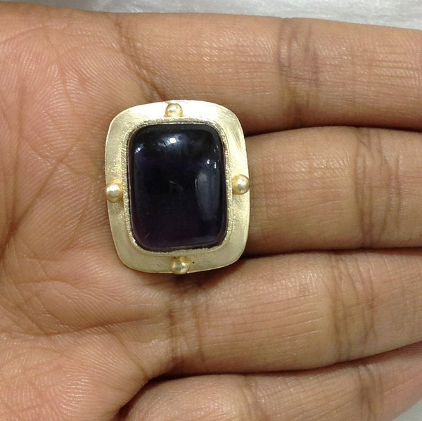 Eggplant Purple Gold Gemstone Stud Earrings