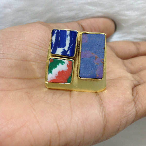 Tinge of Blues and Colors of Indian Flag Ring