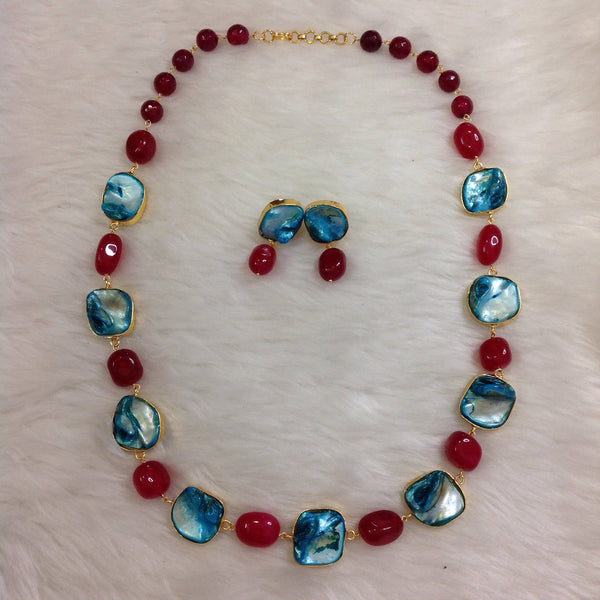 Turquoise MOP with Carmine Red Necklace Set