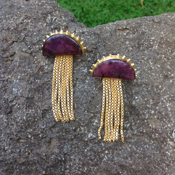 Purple Turtle Long Earrings