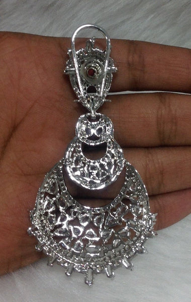 Gigantic Long Beautiful Cubic Zircon Chandbali Earrings