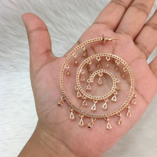 Superb Spherical Rose Gold Crystal Earrings