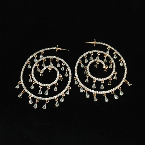 Superb Spherical Rose Gold Crystal Earrings