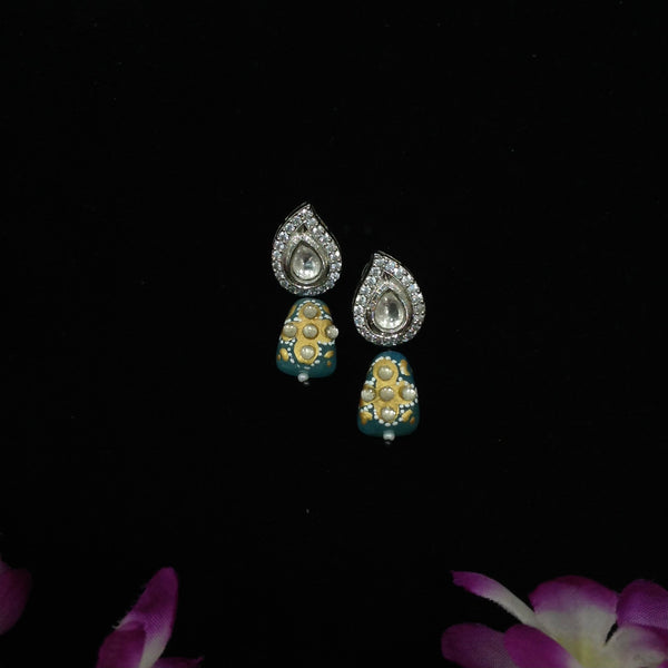 Cerulean Blue With Kundan Cubic Zirconia Earring