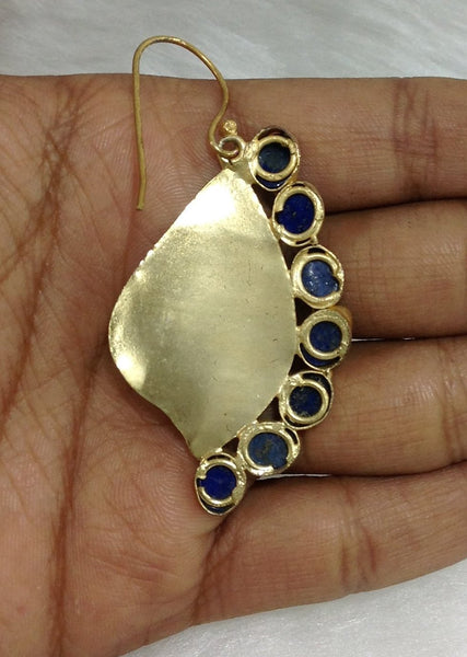 Blue Lapis Golden Shell Earrings