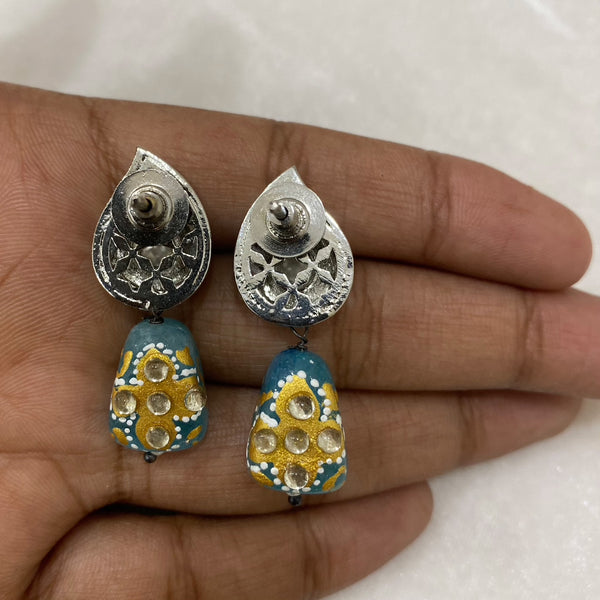 Cerulean Blue With Kundan Cubic Zirconia Earring