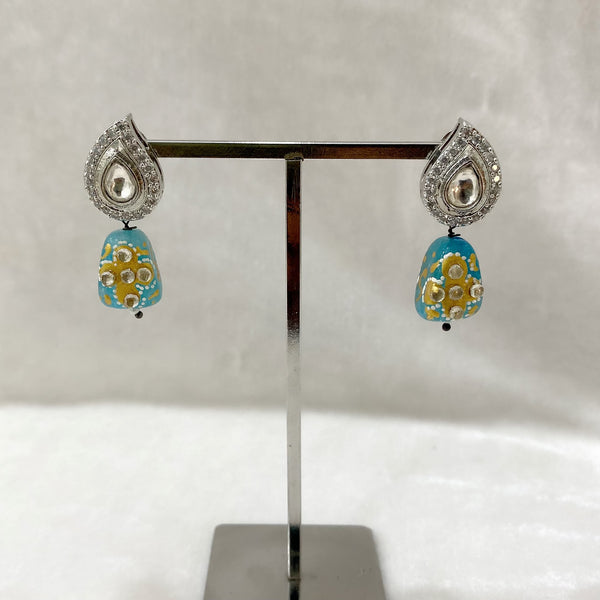 Cerulean Blue With Kundan Cubic Zirconia Earring