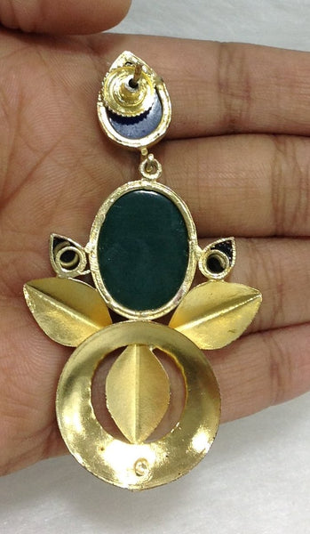 Gorgeous Green Blue Ethnic Long Earrings