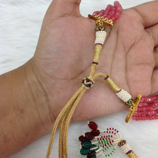 Radiant Cerise Pink Gemstones Kundan Choker Necklace Set