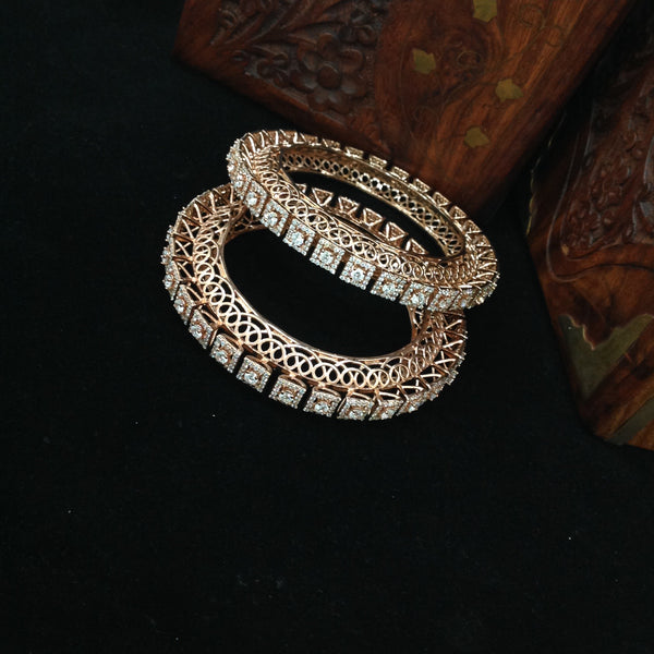 Adorable Rose Gold Crystal Bangles