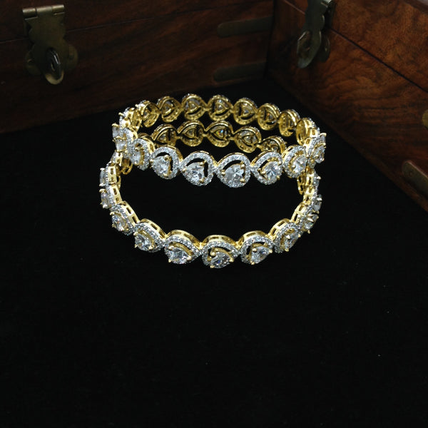 Royal Heart of Golden And Crystal Bangles