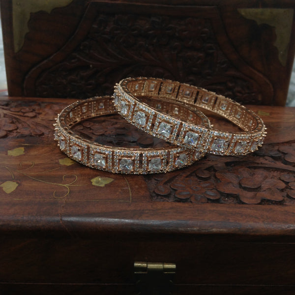 Delicious Squares of Rose Gold & Crystal Bangles